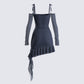 Solene Navy Mesh Mini Dress