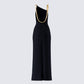 Kippa Black Asymmetrical Chain Gown