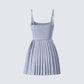 Eudora Grey Pleated Mini Dress