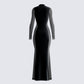 Wilma Black Velvet Paneled Gown