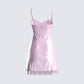 Ren Pink Satin Lace Mini Dress
