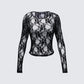 Kaito Black Lace Long Sleeve Top product front