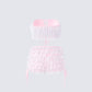 Hali Pink Lace Up Ruffle Set