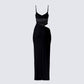 Philomena Black Mesh Window Maxi Dress