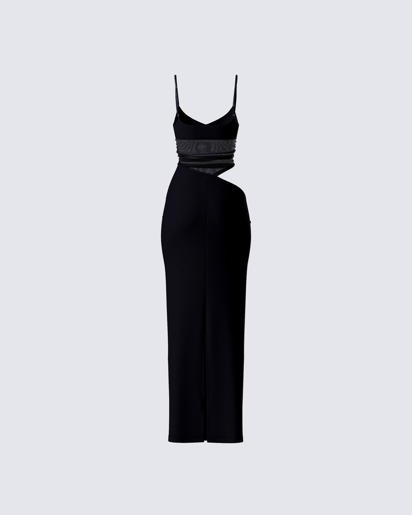 Philomena Black Mesh Window Maxi Dress