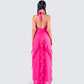 Nandi Hot Pink Ruffle Maxi Dress