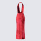 Sayla Red Abstract Print Maxi Dress