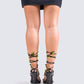 Naya Black Sequin Lace Up Heels