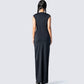 Jett Black Knit Cut Out Maxi Dress