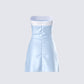 Nivi Blue Banded Satin Mini Dress
