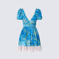 Lacey Blue Water Lilies Print Mini Dress