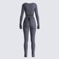 Vilma Grey Rib Zip Jumpsuit