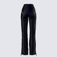 Nada Black Lace Up High Waisted Pant