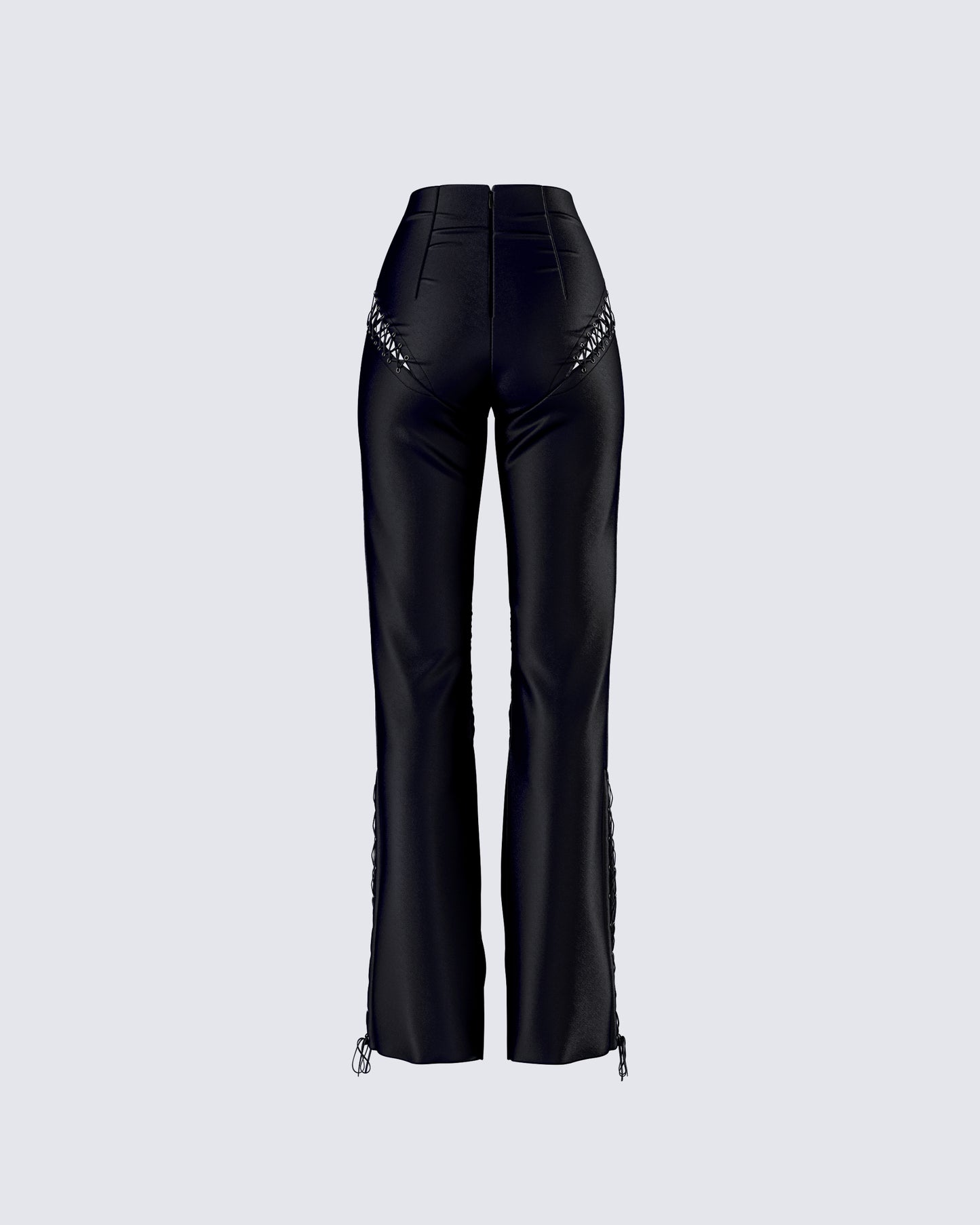 Nada Black Lace Up High Waisted Pant