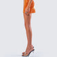 Alyah Orange Rhinestone Micro Mini Skirt