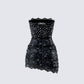 Clover Hand Beaded Rhinestone Black Mini Dress