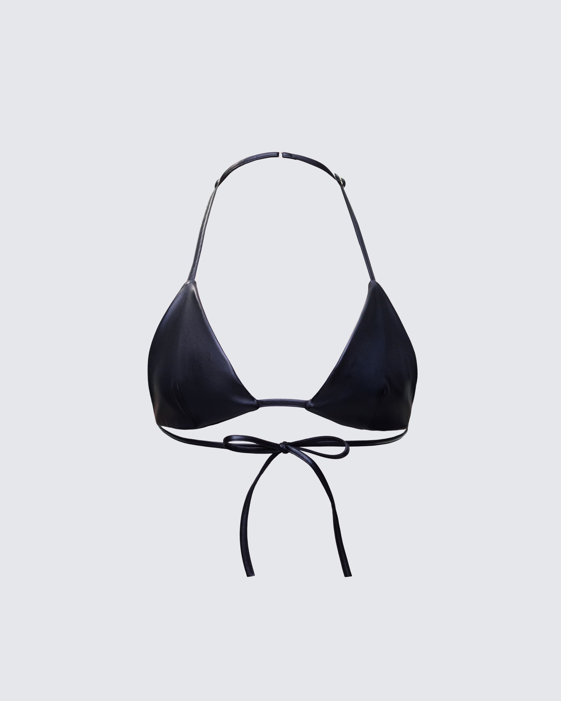 Zaria Black Vegan Leather Bikini Topproduct front