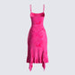 Micah Pink Flower Print Midi Dress