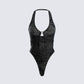 Raquel Black Animal Print Bodysuit product front
