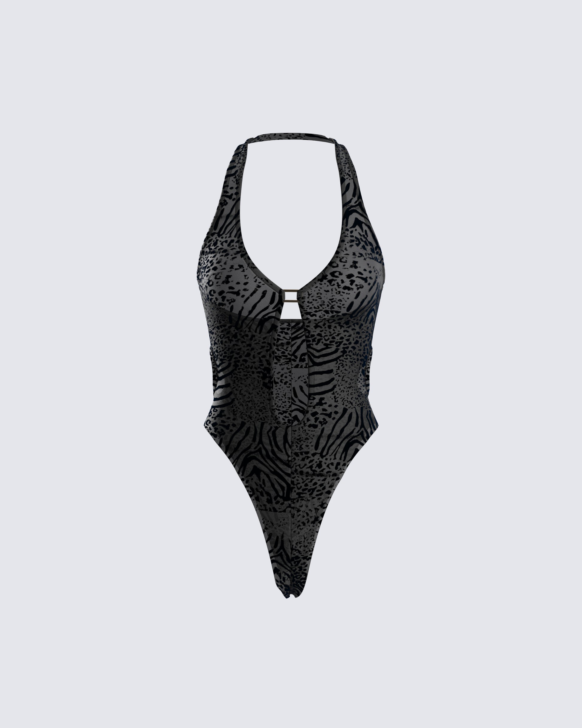 Raquel Black Animal Print Bodysuit product front