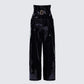 Melusine Black Vegan Leather Belted Paperbag Trousers product front