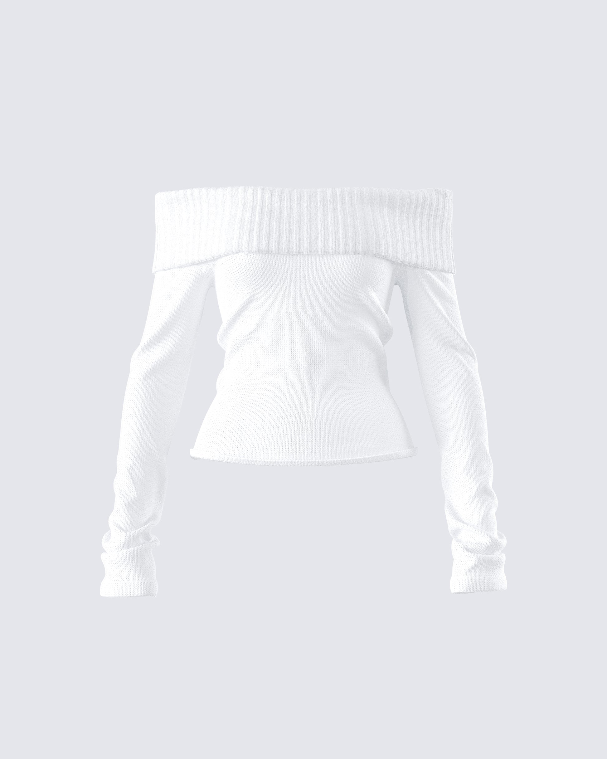 Lorraine White Sweater Knit Top product front