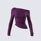 Isa Burgundy Jersey Asymmetric Top product front