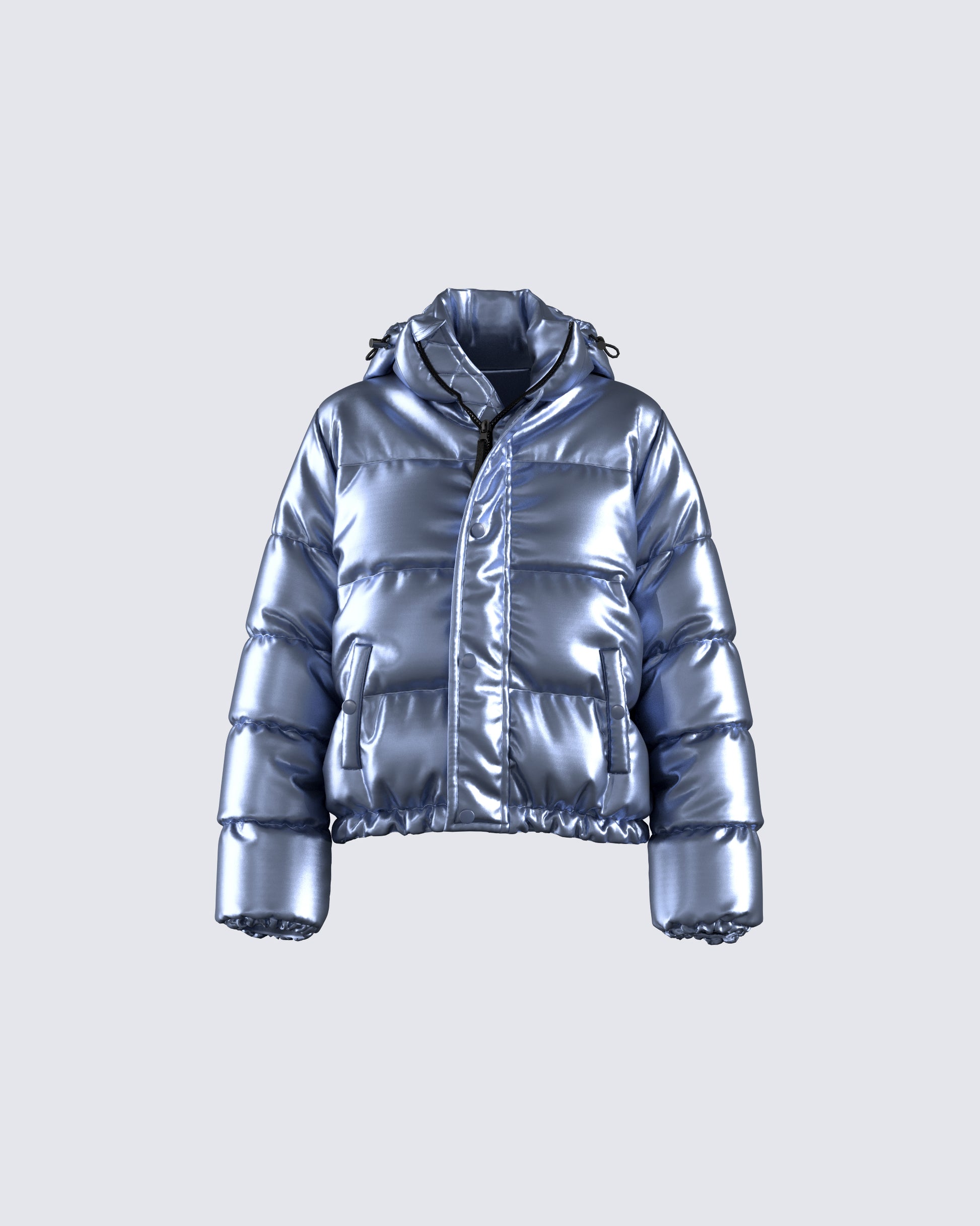 Azalea Blue Metallic Puffer Jacket product front