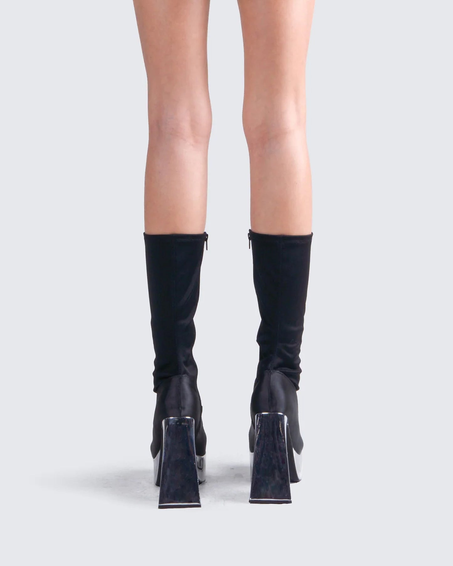 Marcil Black Heeled Platform Boot