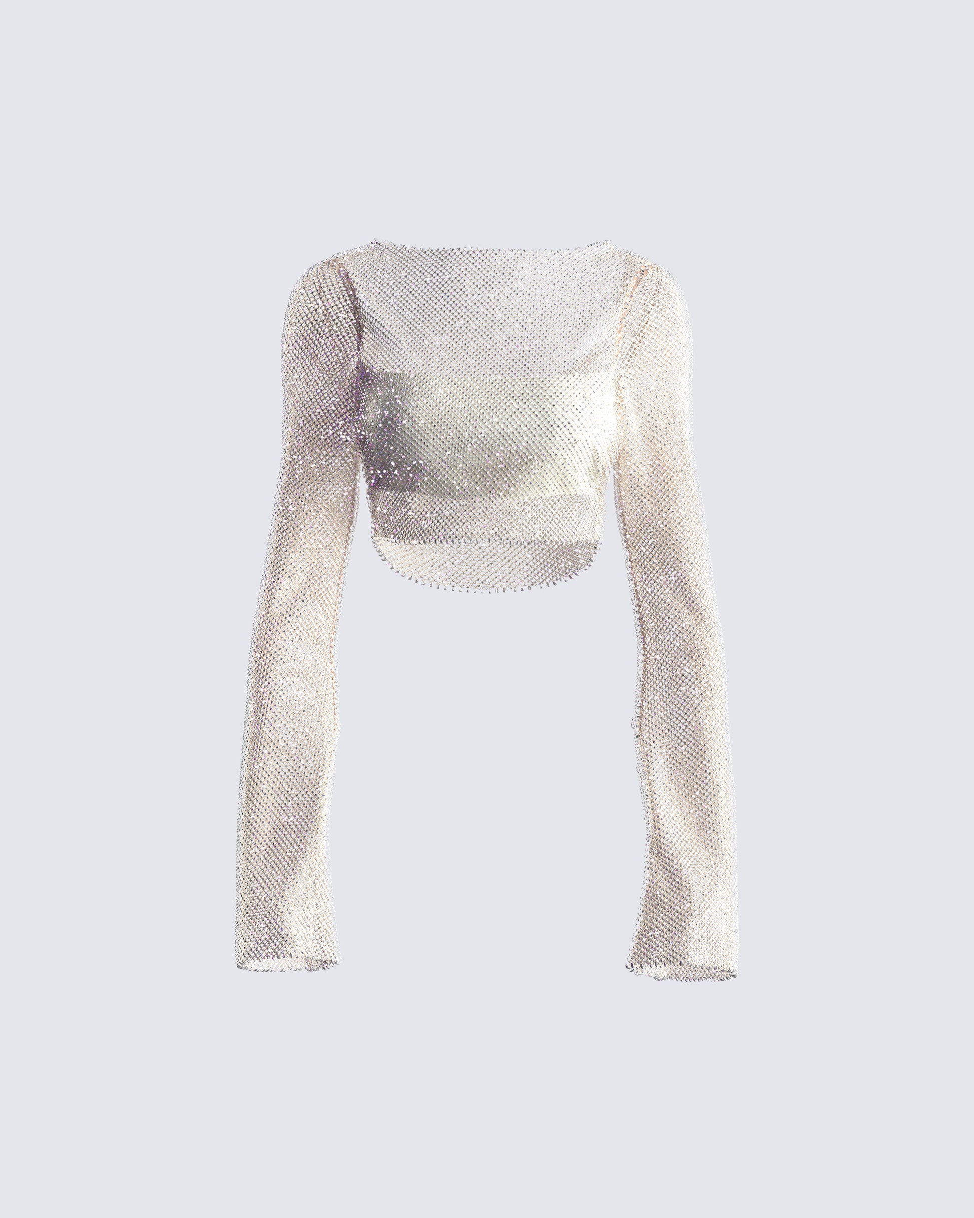 Yanni Cream Rhinestone Top 3d product front
