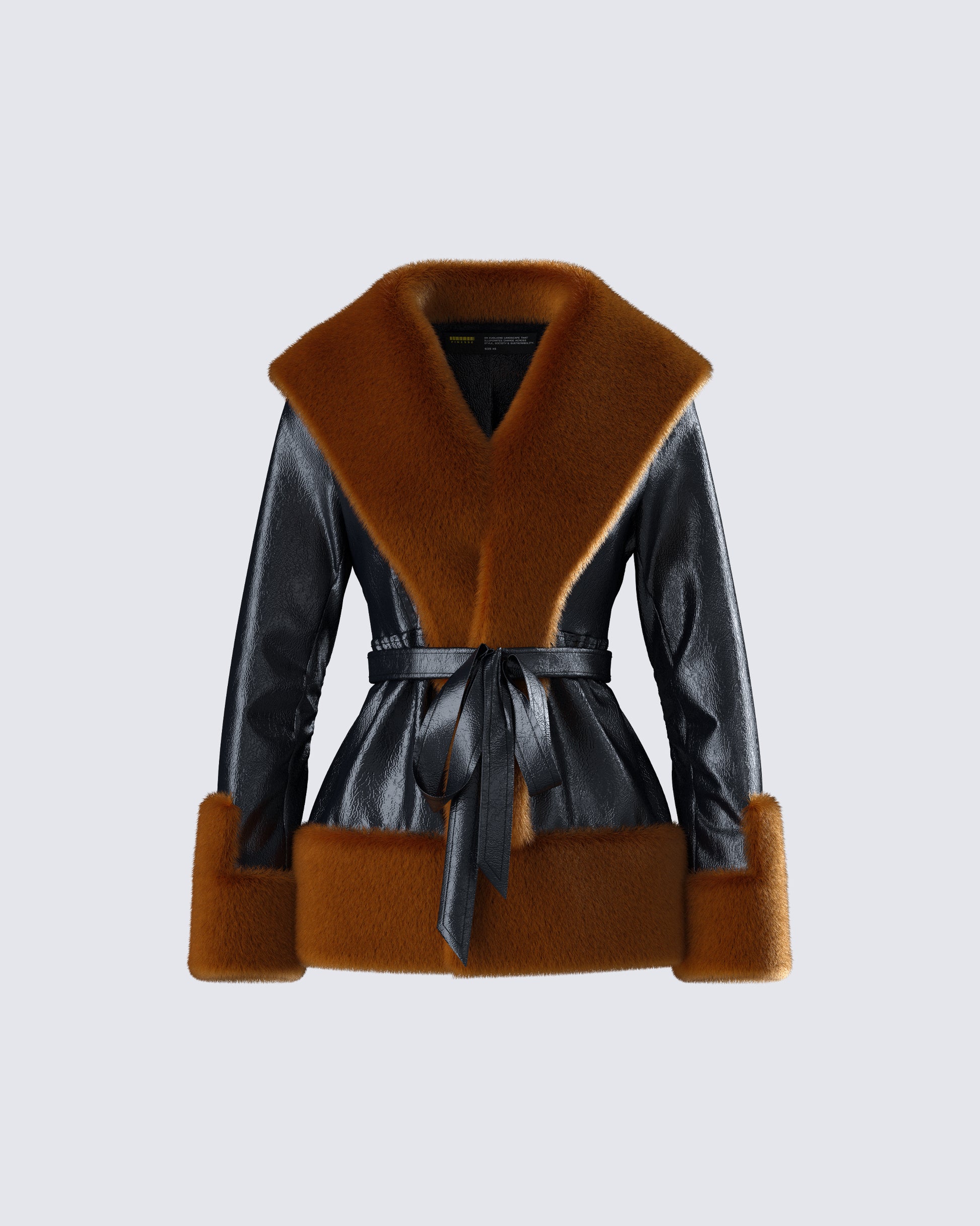 Kalilah Black Faux Leather Coat product front