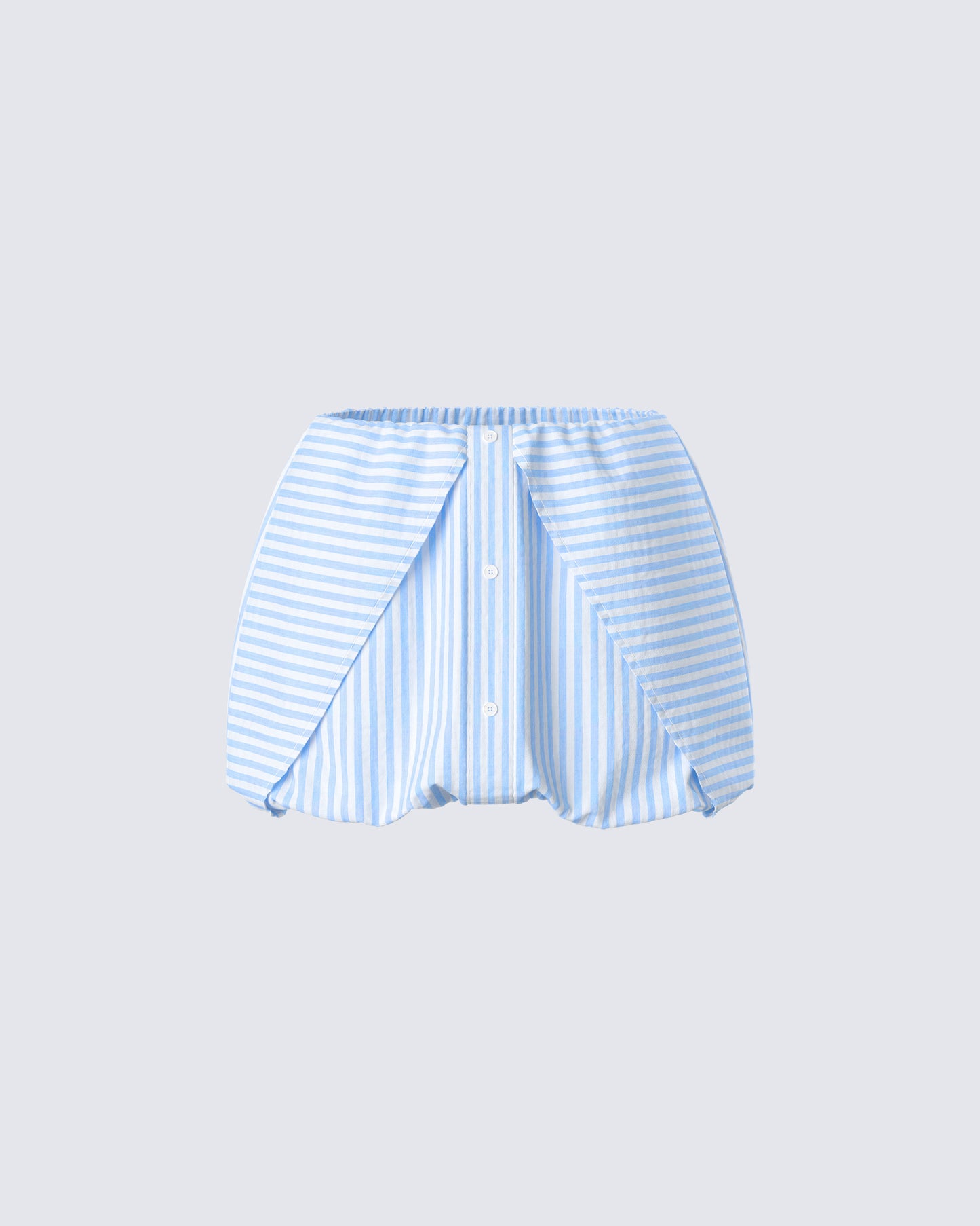 Isha Blue Striped Micro Mini Bubble Skirt model front