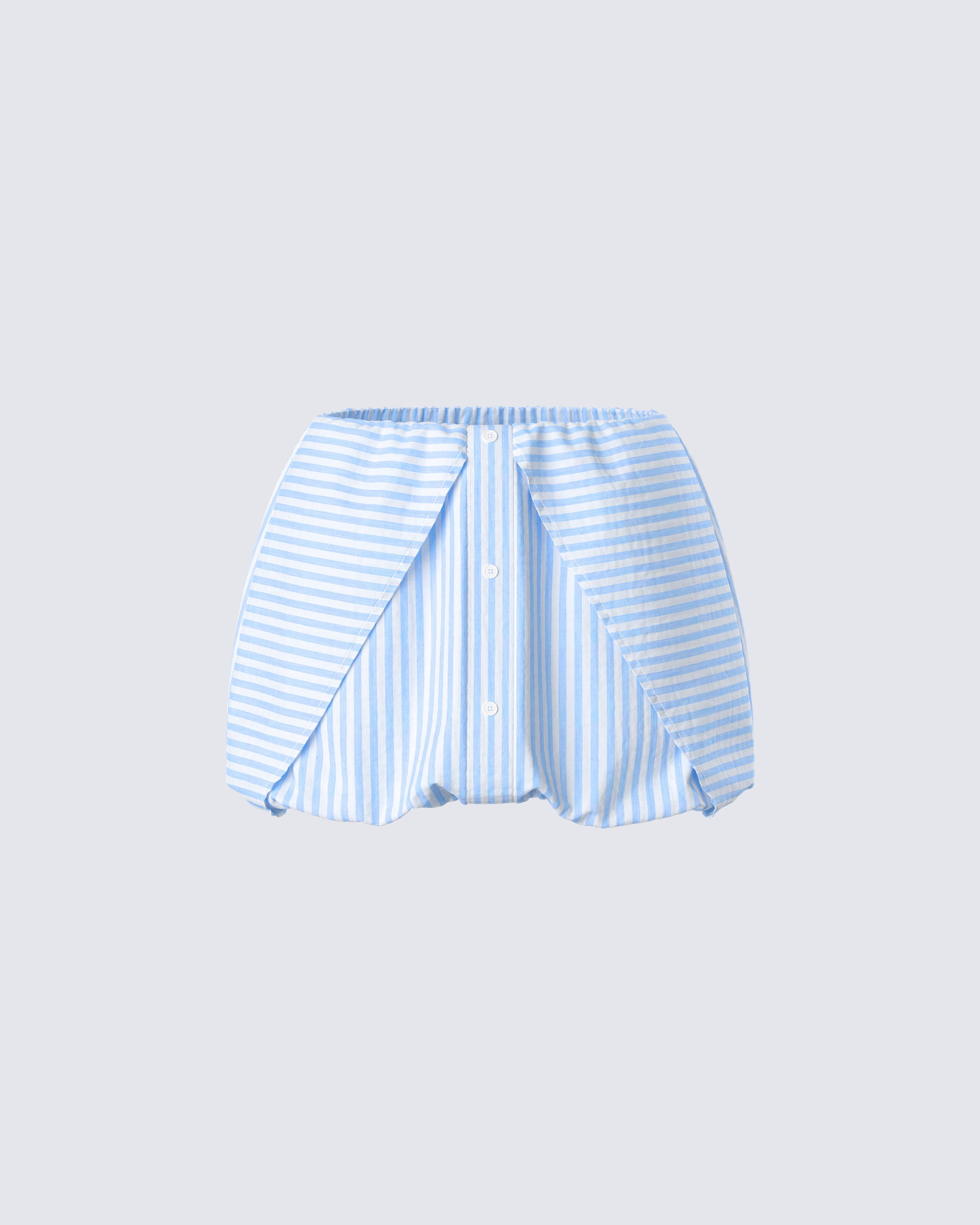 Isha Blue Striped Micro Mini Bubble Skirt model front