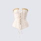 Tameka Ivory Canvas Lace Up Corset Top product front
