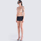 Tatiana Beige Sequin Cropped Top