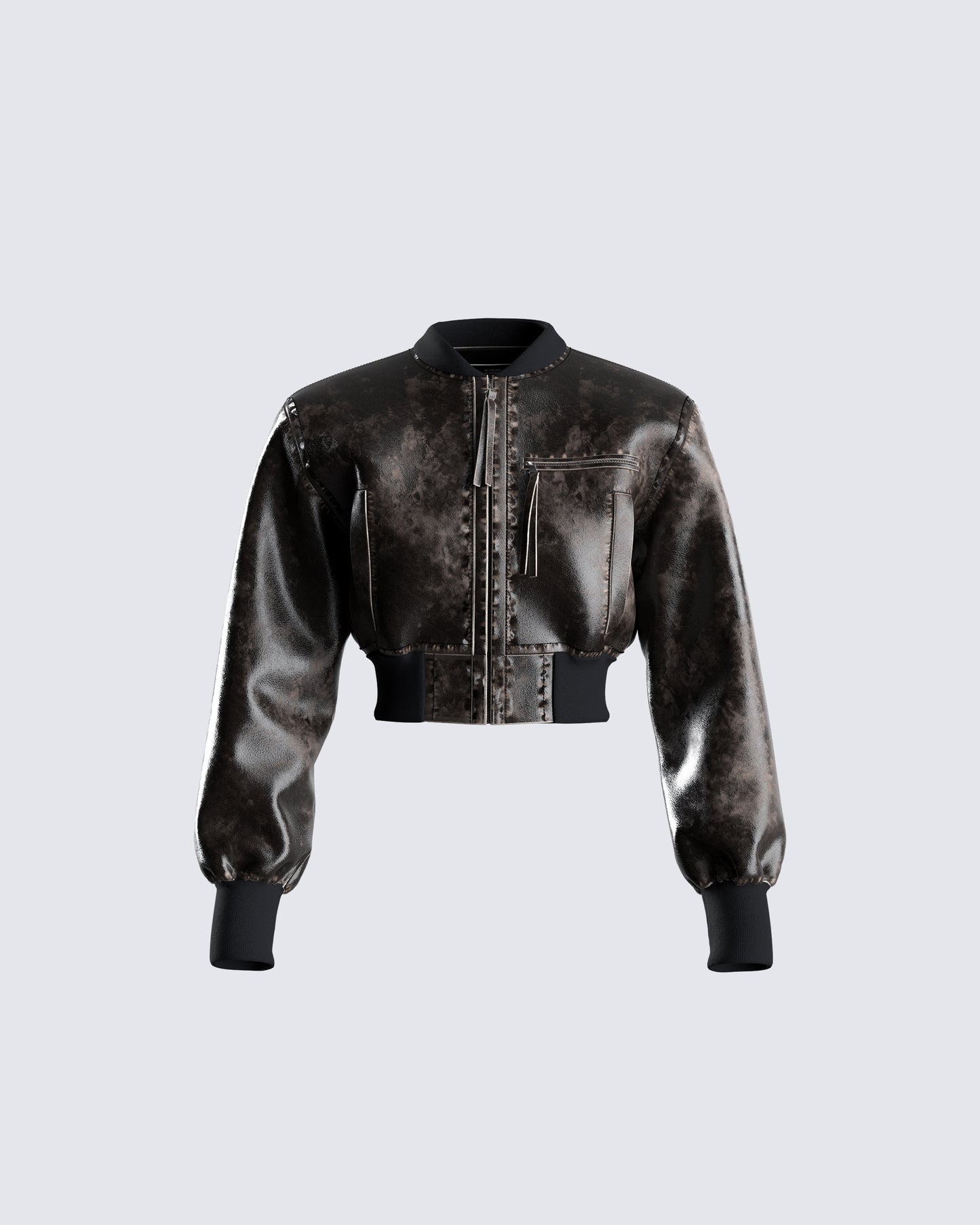 Ada Black Faux Leather Crop Jacket product front