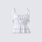 Shannyn White Ruffle Tie Top product front