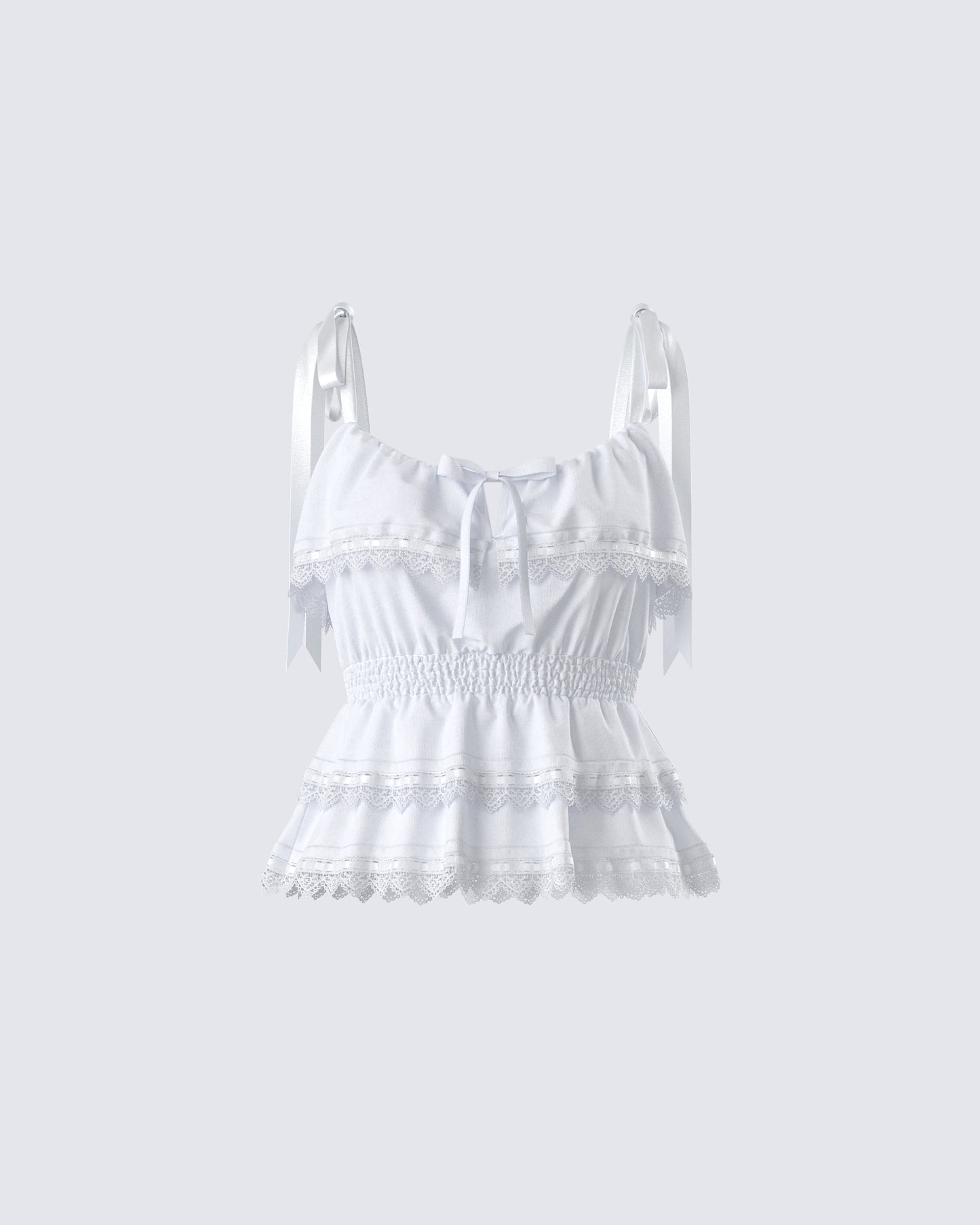 Shannyn White Ruffle Tie Top product front