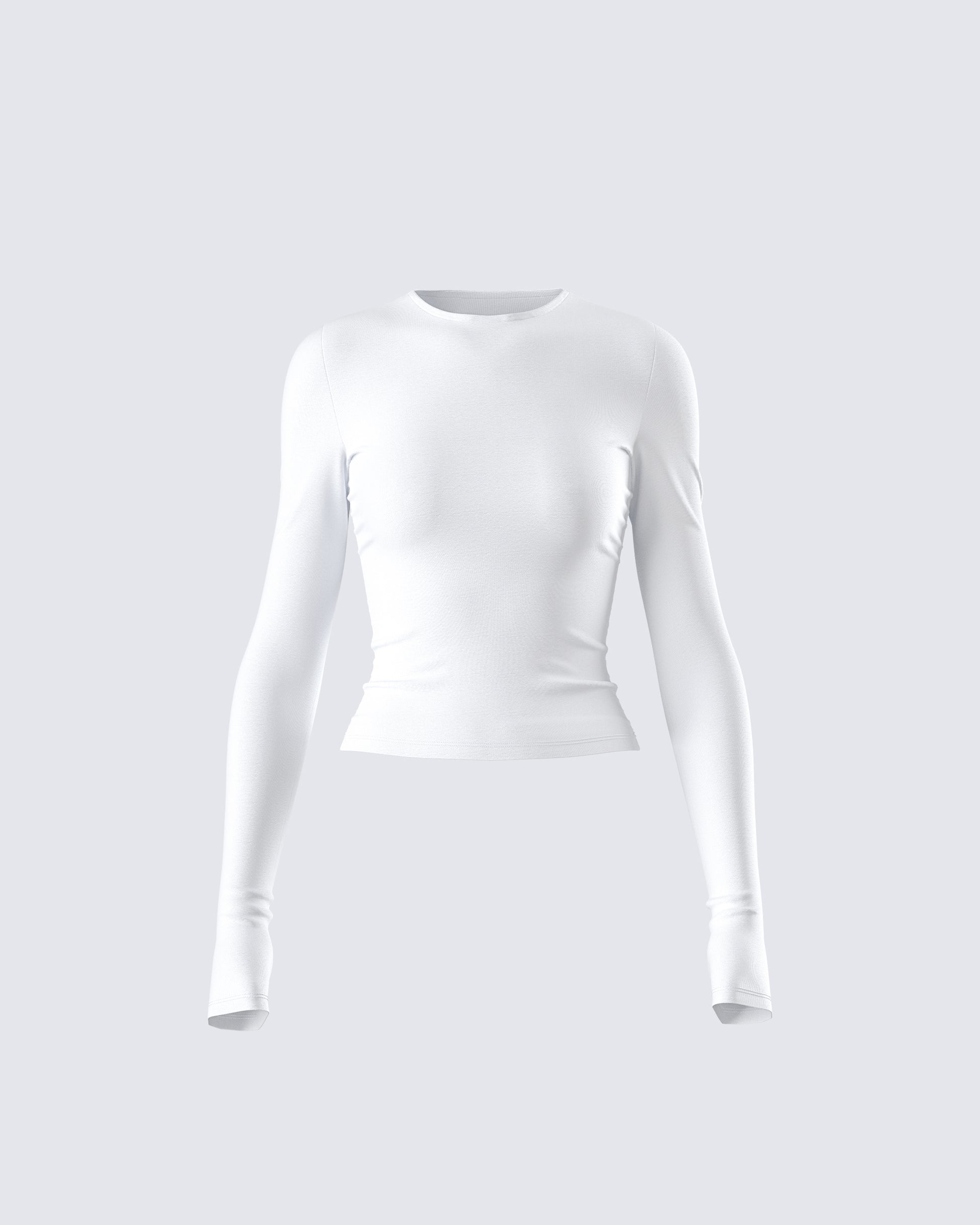 Vivi White Jersey Long Sleeve Top product front