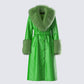 Chlo Green Faux Leather Fur Trim Coat product front