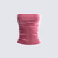 Ayla Pink Velvet Tube Top 3d product front
