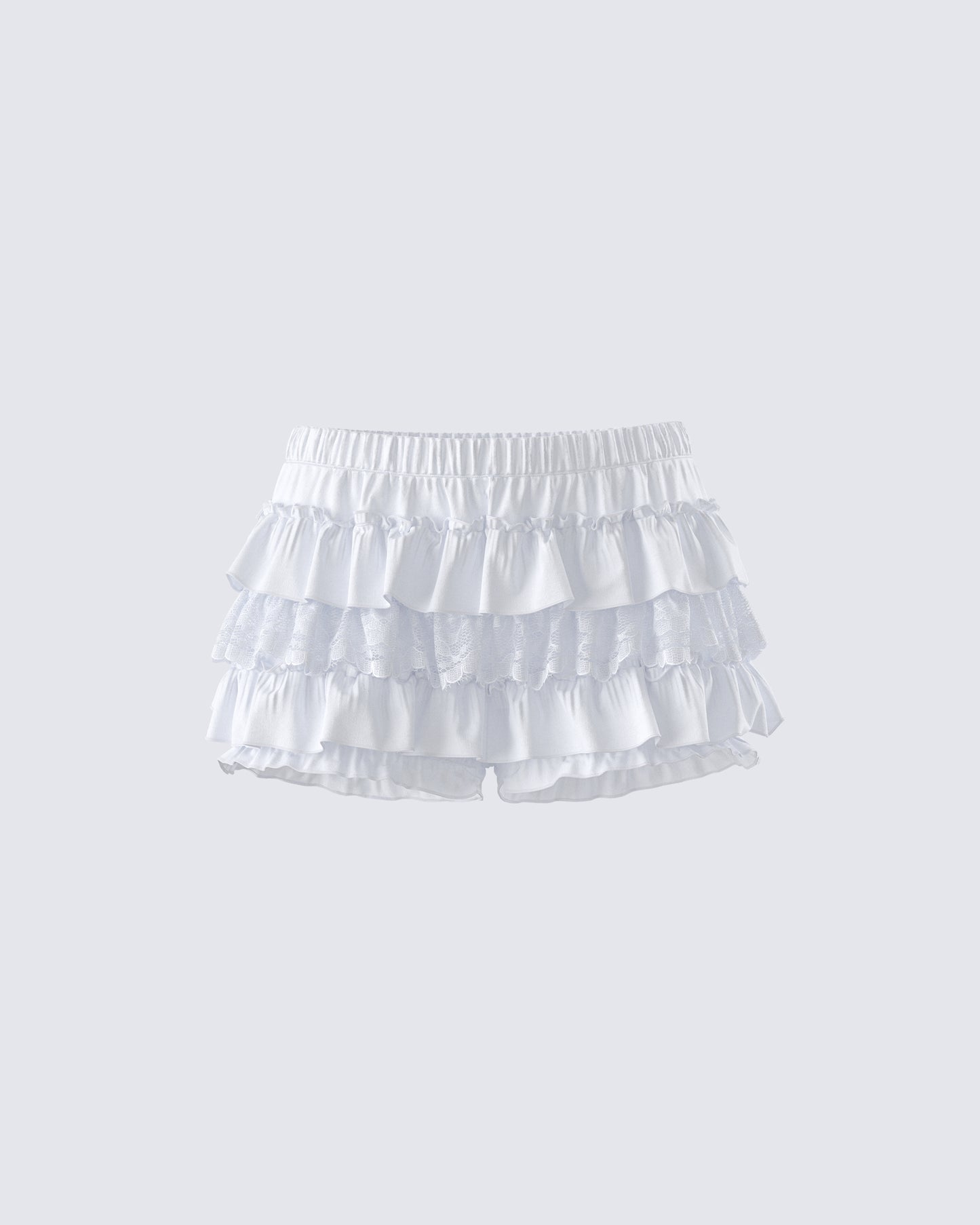 Amia White Ruffle Bloomer Micro Skort 