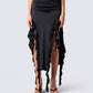 Veeti Black Jersey Ruffle Skirt model front