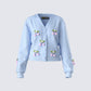 Olea Lavender Cherry Trim Cardigan product front
