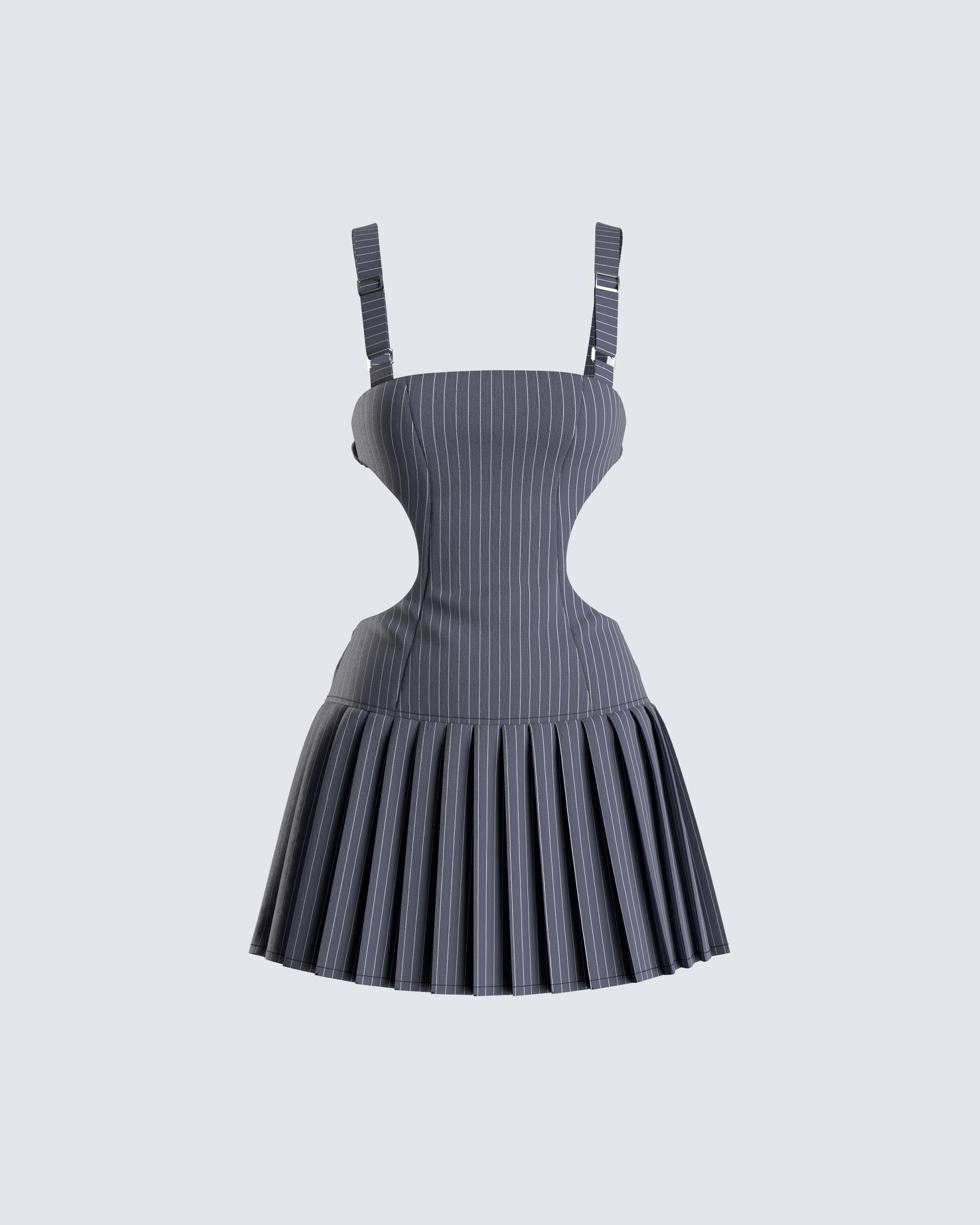 Samus Grey Pinstripe Mini Dress 3d product front