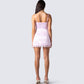 Ren Pink Satin Lace Mini Dress