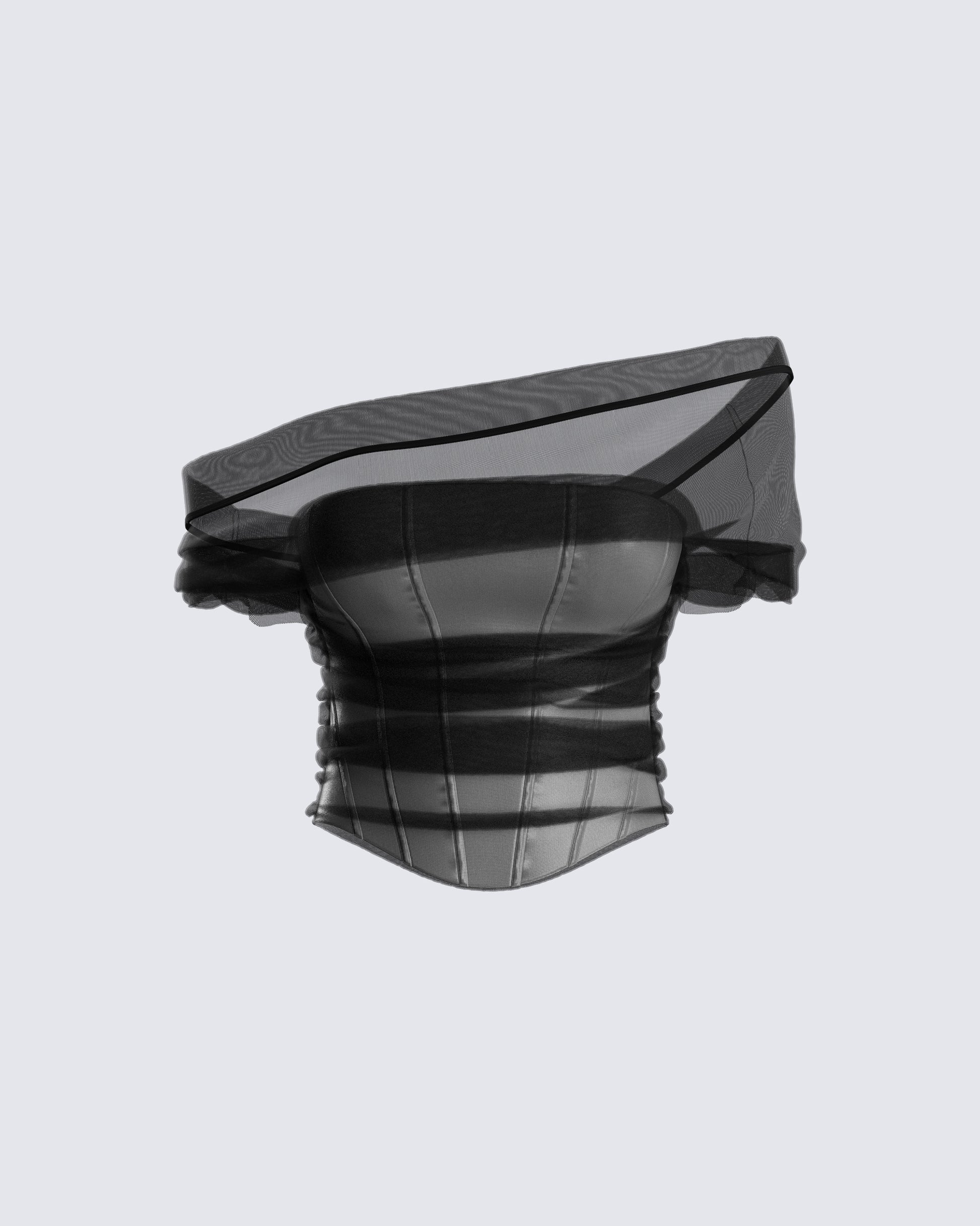 Baer Black Tulle Off Shoulder Top product front