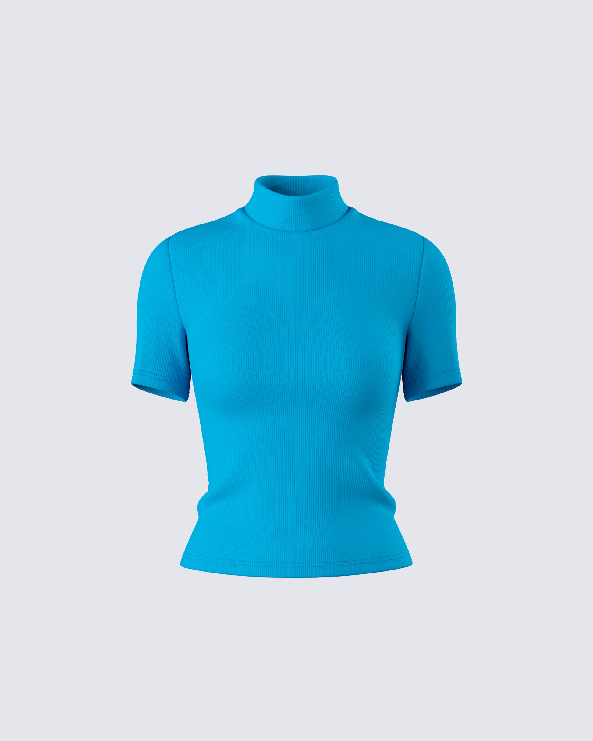 Maz Turquoise Rib Mock Neck Top product front