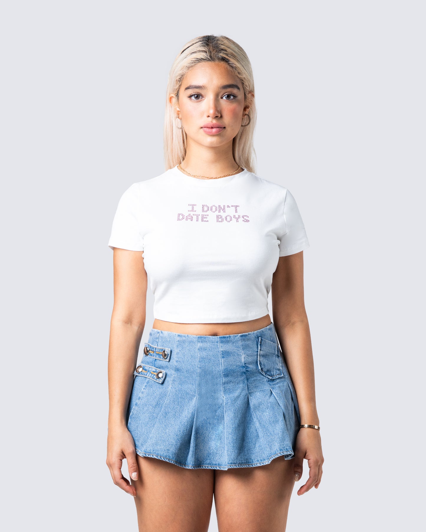 Paula White Jersey Graphic Top model front