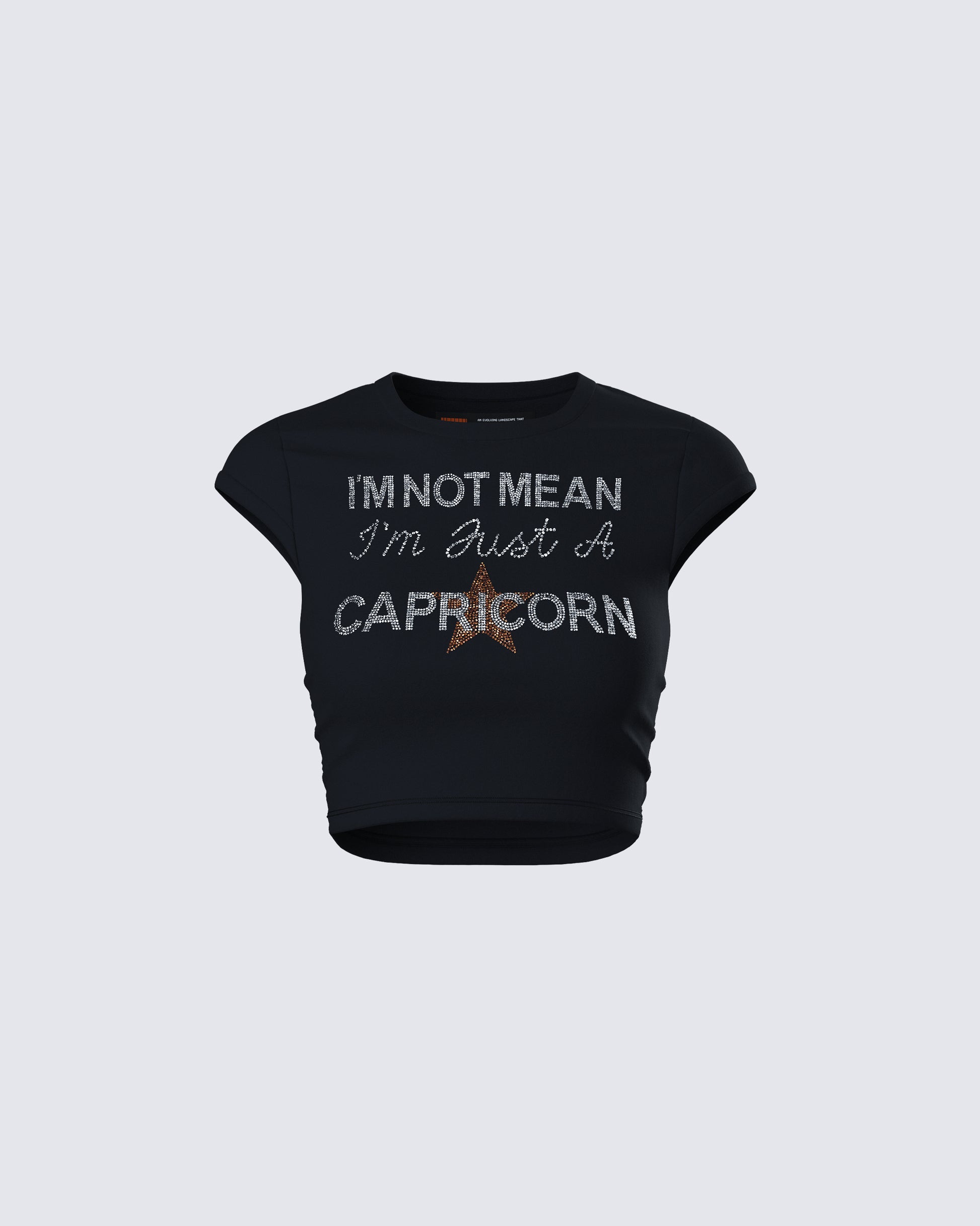 Clea Black Capricorn Graphic Top 3d product front